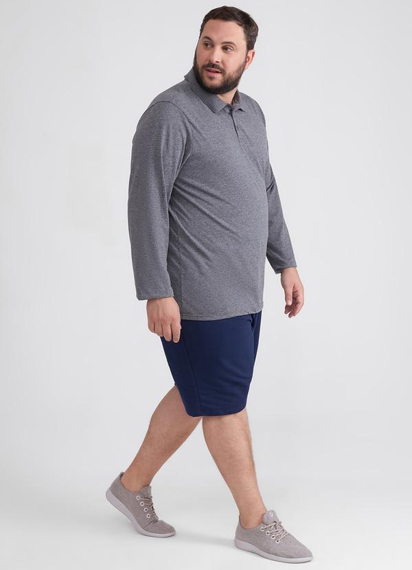 Basicamente - Camisa Polo Ml Plus Masculina Mescla Escuro 6