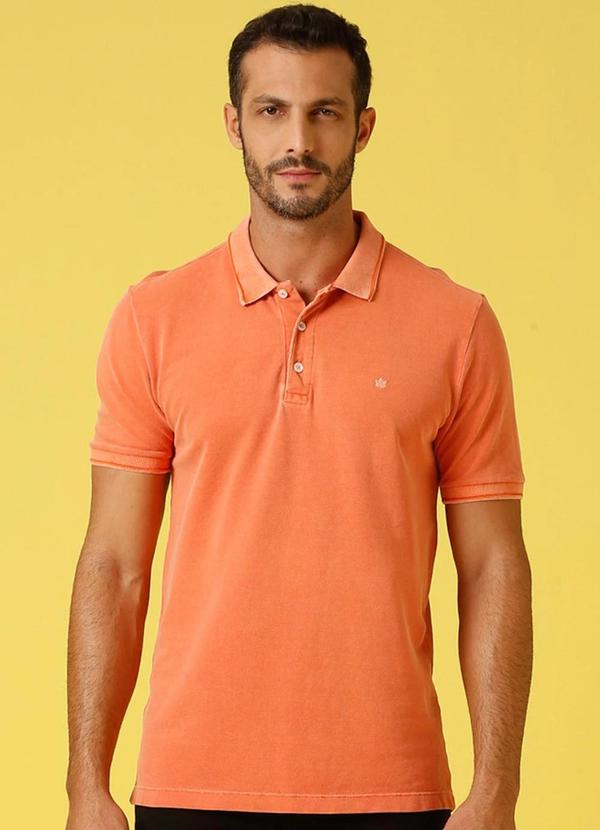 Seeder - Camisa Polo Piquet Estonado Slim Fit Laranja 1