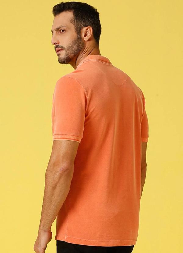 Seeder - Camisa Polo Piquet Estonado Slim Fit Laranja 2