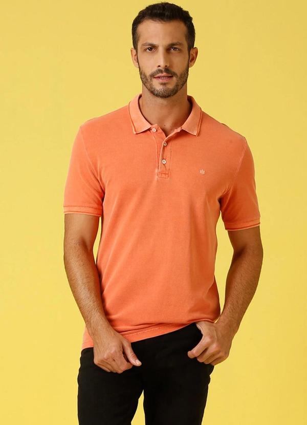 Seeder - Camisa Polo Piquet Estonado Slim Fit Laranja 3