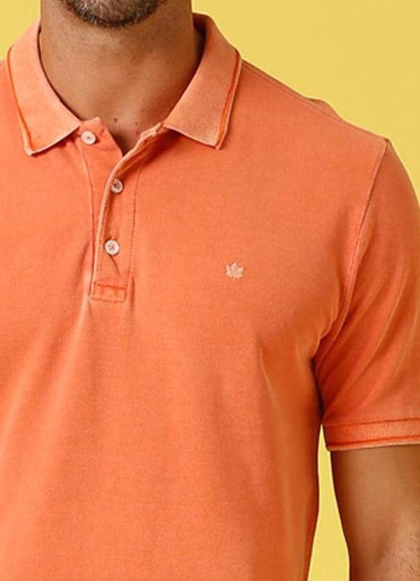 Seeder - Camisa Polo Piquet Estonado Slim Fit Laranja 4