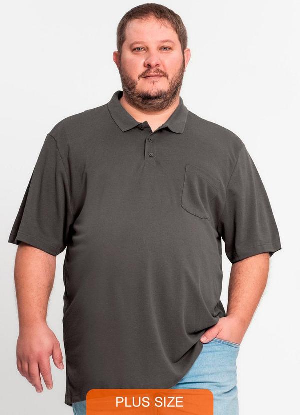 Rovitex - Camisa Polo Piquet Plus Size Masculina Cinza