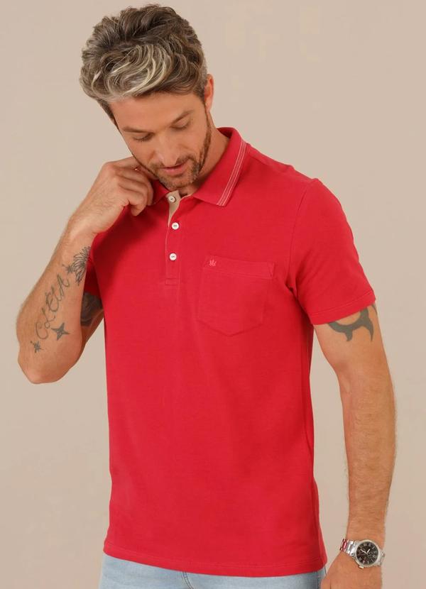 Seeder - Camisa Polo Piquet Simples Regular Fit Vermelho