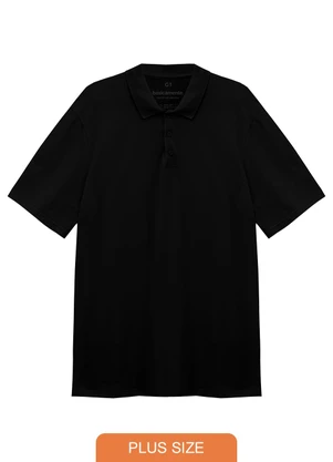 Basicamente - Camisa Polo Piquet Stretch Plus Masculina Preto - BASICAMENTE