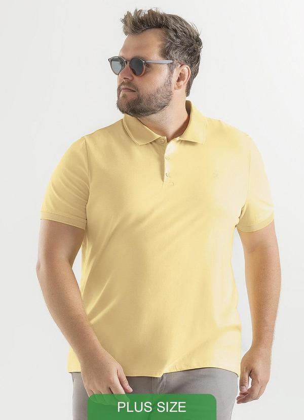 Exco - Camisa Polo Plus em Algodão Amarelo Claro