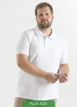 Exco - Camisa Polo Plus em Algodão Branco - EXCO