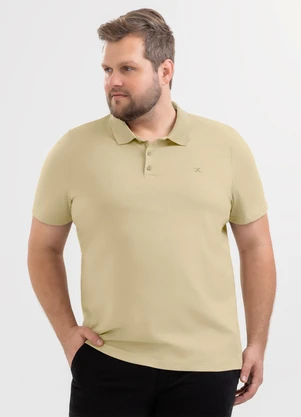 Exco - Camisa Polo Plus em Algodão Marrom Claro - EXCO