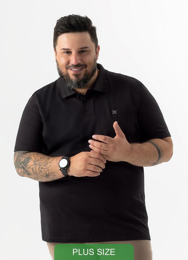 Exco - Camisa Polo Plus em Algodão Preto