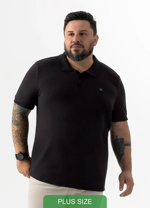 Exco - Camisa Polo Plus em Algodão Preto 1