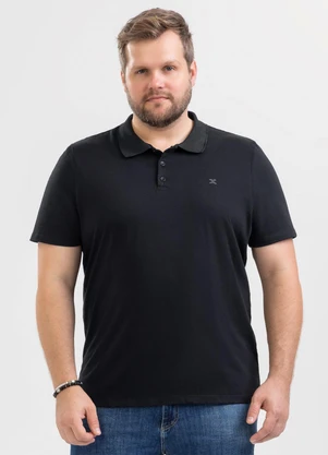 Exco - Camisa Polo Plus em Algodão Preto - EXCO