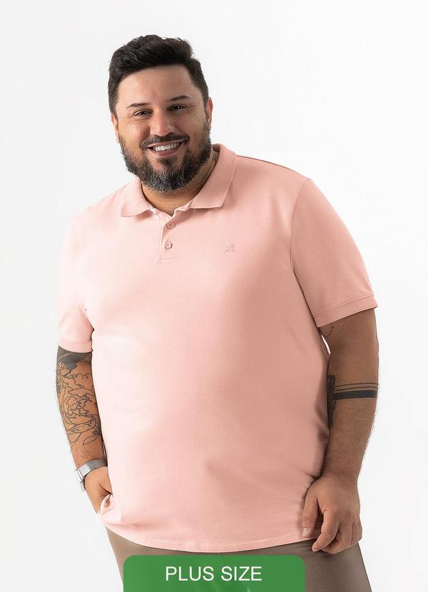 Exco - Camisa Polo Plus em Algodão Rosa Claro