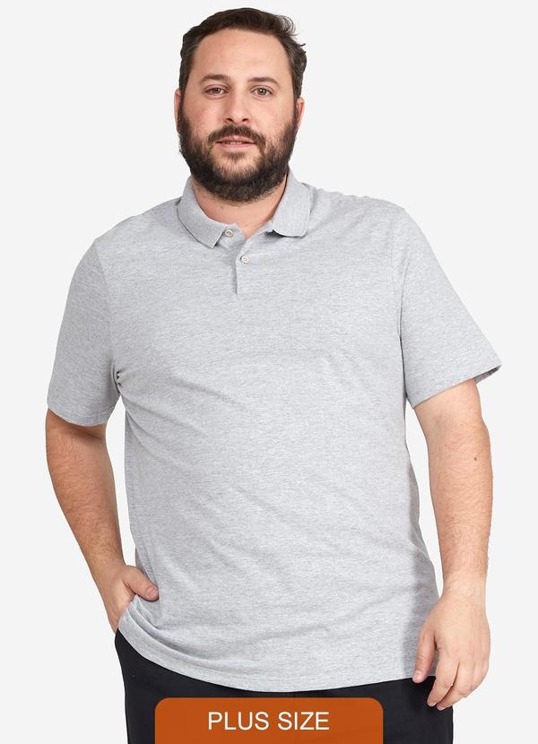 Basicamente - Camisa Polo Plus Masculina Mescla Claro