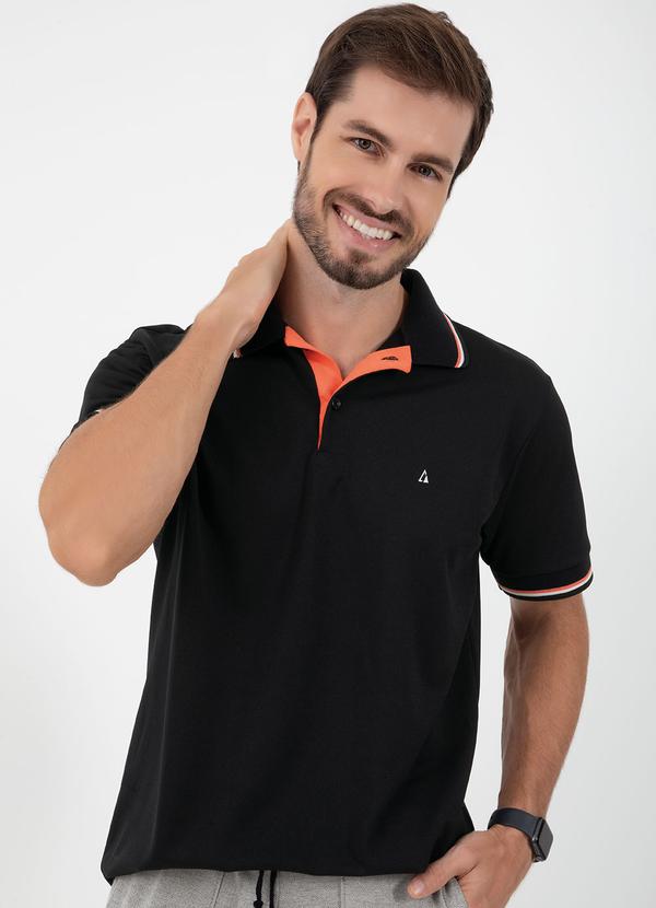 Actual - Camisa Polo Preta com Retilinea Contrastante