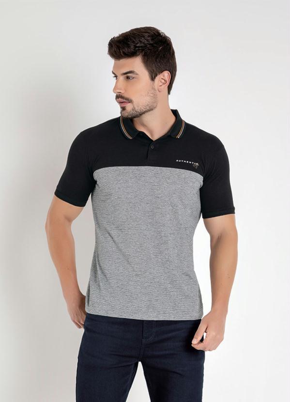 Cia Gota - Camisa Polo Preta e Mescla com Recorte Cia Gota