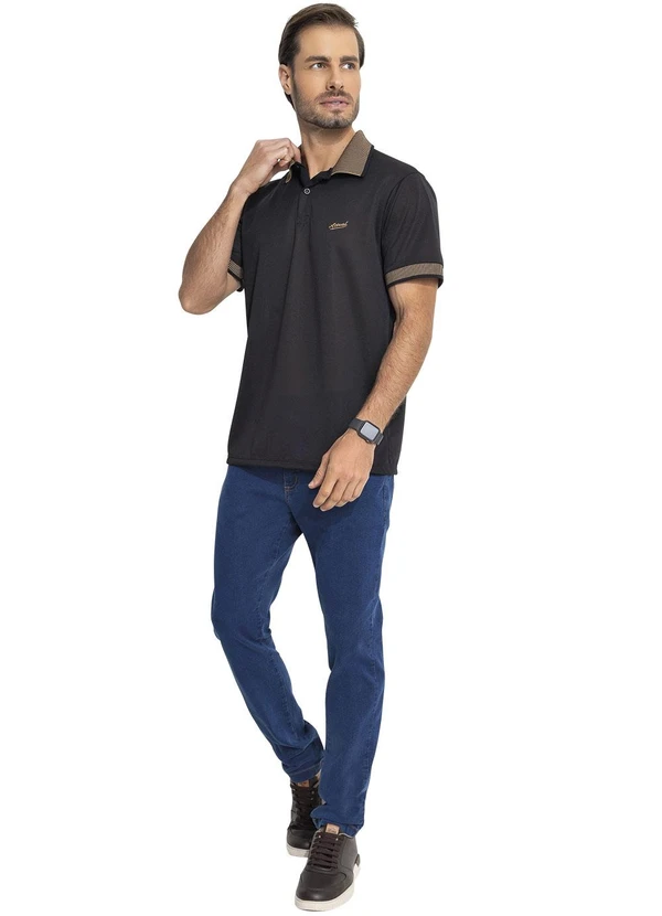 - Camisa Polo Preto em New Crepe 3