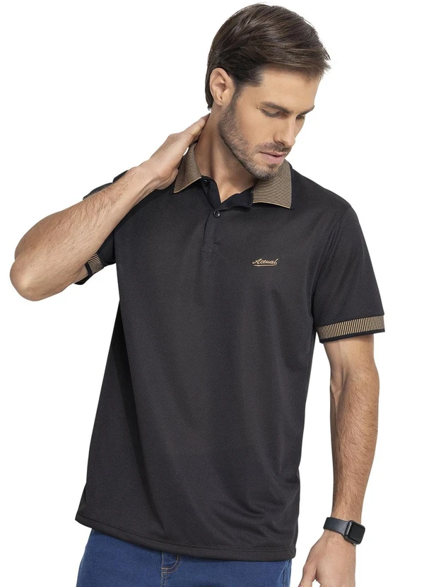 - Camisa Polo Preto em New Crepe 6