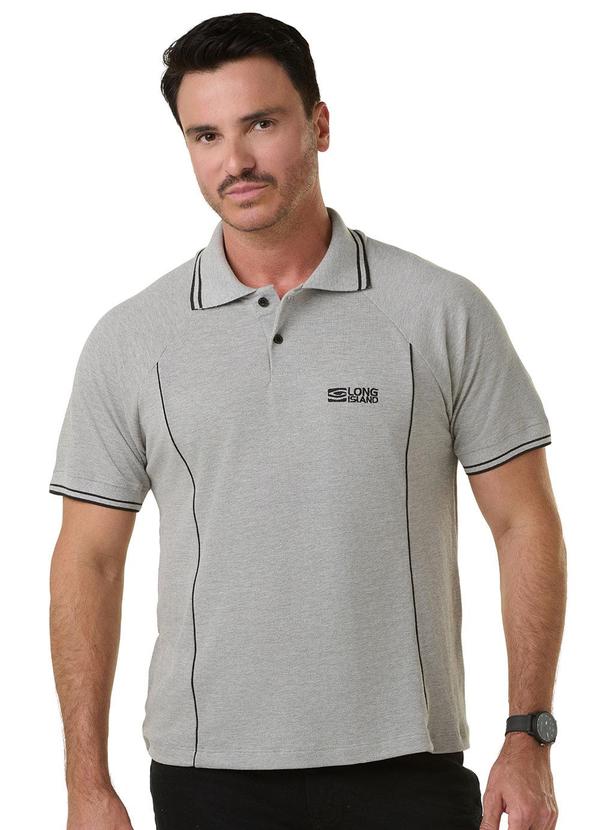Long Insland - Camisa Polo Raglan Recorte Cinza