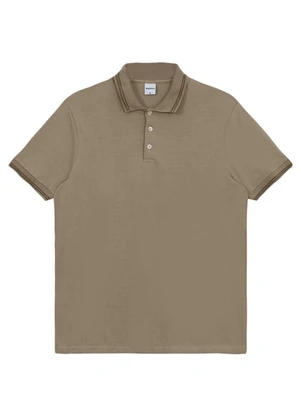 Malwee - Camisa Polo Regular em Linho Taupe - MALWEE