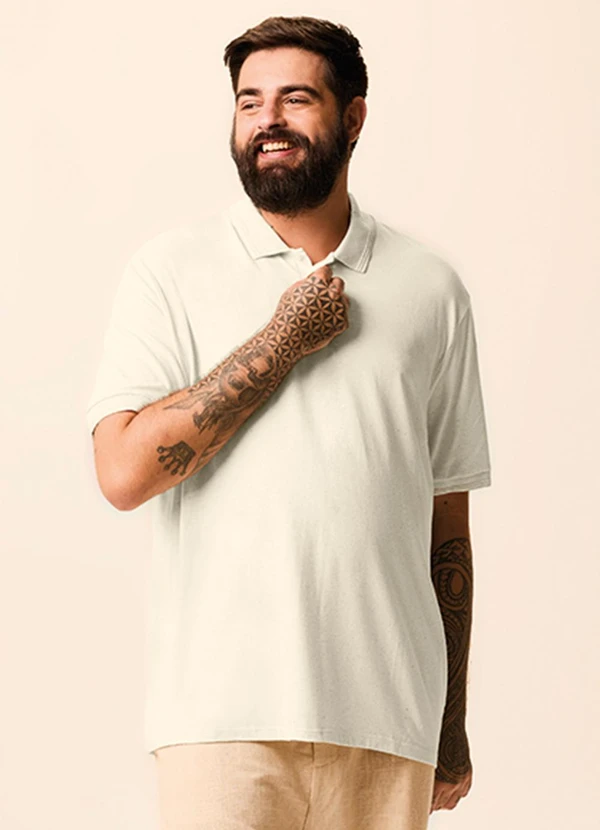 Malwee - Camisa Polo Regular Linho Off White