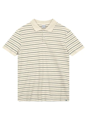 Malwee - Camisa Polo Regular Piquet Listrado Linho Azul - MALWEE