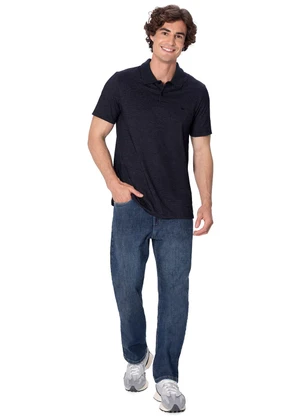 Malwee - Camisa Polo Slim com Bordado Azul Marinho - MALWEE