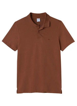 Malwee - Camisa Polo Slim com Bordado Marrom - MALWEE