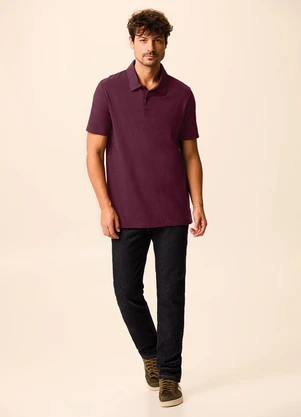 Malwee - Camisa Polo Slim em Malha Maquinetada Bordô - MALWEE