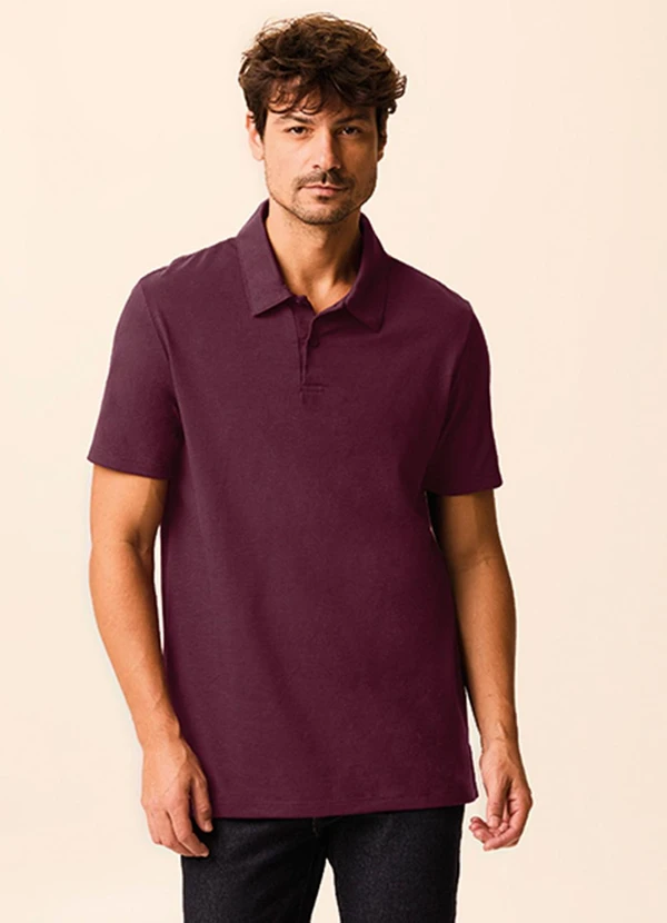 Malwee - Camisa Polo Slim em Malha Maquinetada Bordô