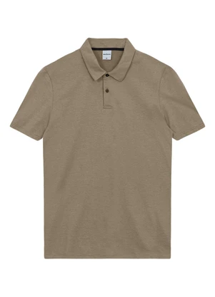 Malwee - Camisa Polo Slim em Malha Maquinetada Taupe - MALWEE