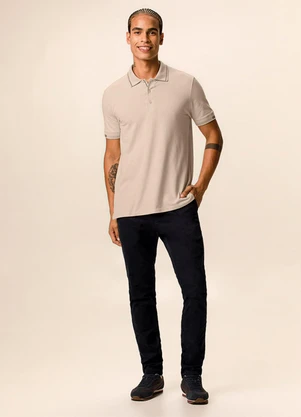 Malwee - Camisa Polo Slim em Piquet Areia - MALWEE