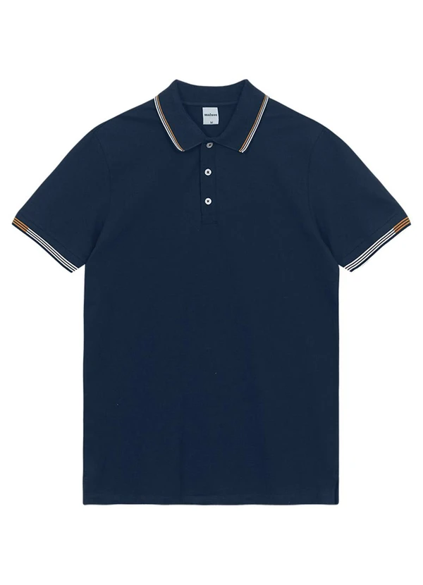 Malwee - Camisa Polo Slim em Piquet Azul Marinho