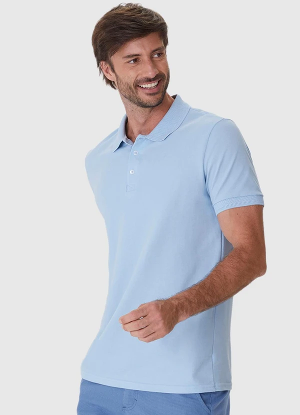 Malwee - Camisa Polo Slim em Piquet Premium Azul Claro 4