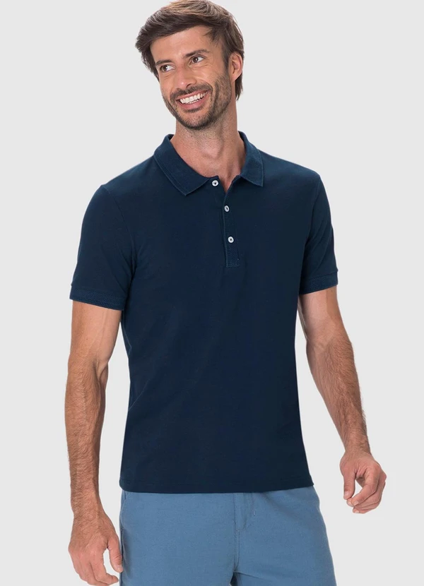 Malwee - Camisa Polo Slim em Piquet Premium Azul Marinho 4