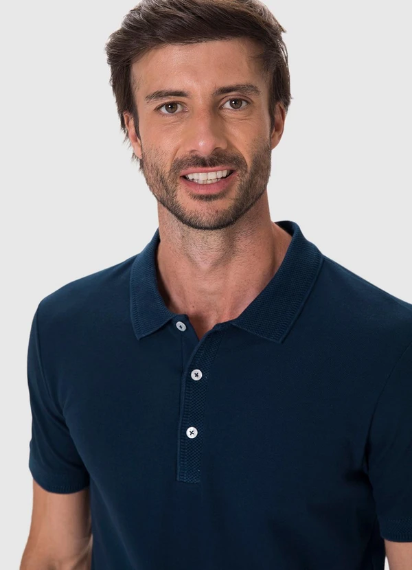 Malwee - Camisa Polo Slim em Piquet Premium Azul Marinho 5