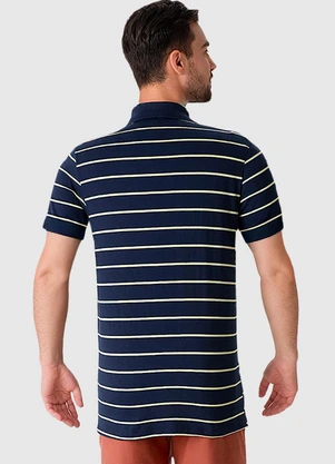 Malwee - Camisa Polo Slim Listrada Azul Marinho - MALWEE