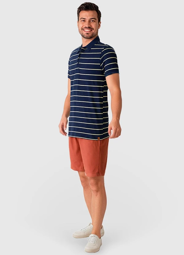 Malwee - Camisa Polo Slim Listrada Azul Marinho 3