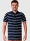 Malwee - Camisa Polo Slim Listrada Azul - variação: Azul Marinho