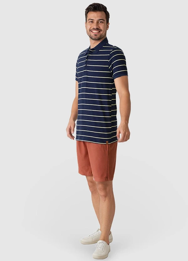 Malwee - Camisa Polo Slim Listrada Azul 3