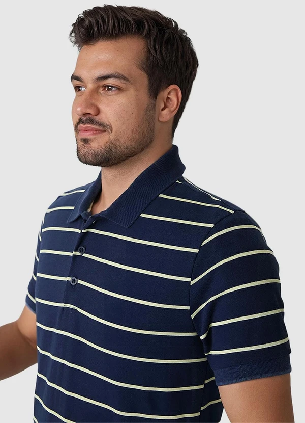 Malwee - Camisa Polo Slim Listrada Azul 4