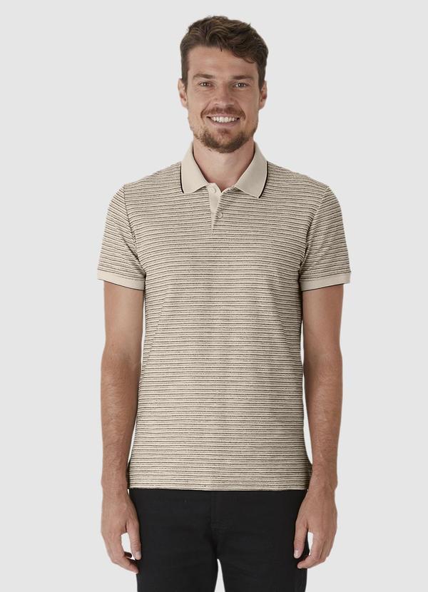 Malwee - Camisa Polo Slim Listrada Bege