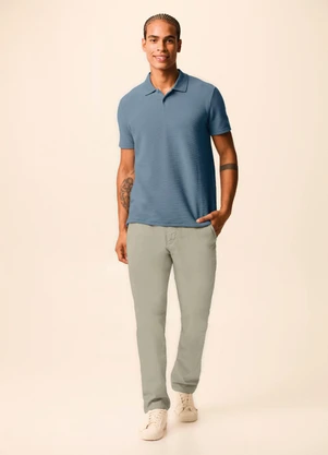 Malwee - Camisa Polo Slim Texturizada Azul Pastel - MALWEE