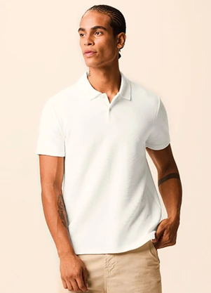 Malwee - Camisa Polo Slim Texturizada Off White - MALWEE