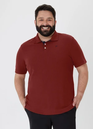 Malwee - Camisa Polo Texturizada com Bordado Bordô - MALWEE