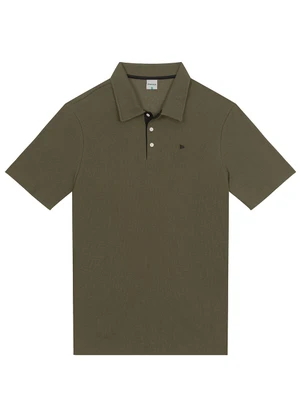 Malwee - Camisa Polo Texturizada com Bordado Verde Militar - MALWEE