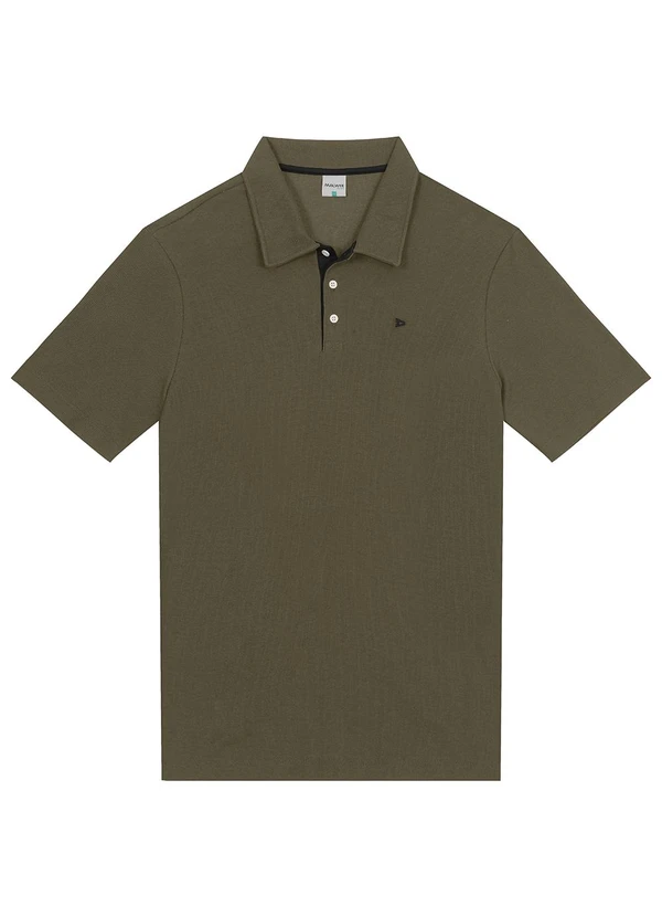 Malwee - Camisa Polo Texturizada com Bordado Verde Militar