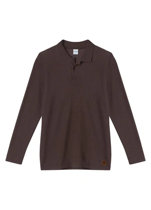Malwee - Camisa Polo Texturizada Marrom Escuro - MALWEE