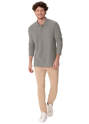 Malwee - Camisa Polo Texturizada Taupe - MALWEE