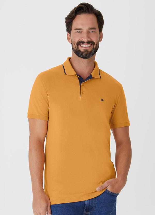 Malwee - Camisa Polo Tradicional em Malha Amarelo Mostarda