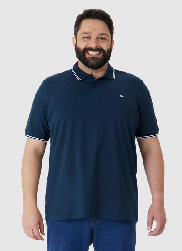 Malwee - Camisa Polo Tradicional em Piquet Plus Azul Marin 1