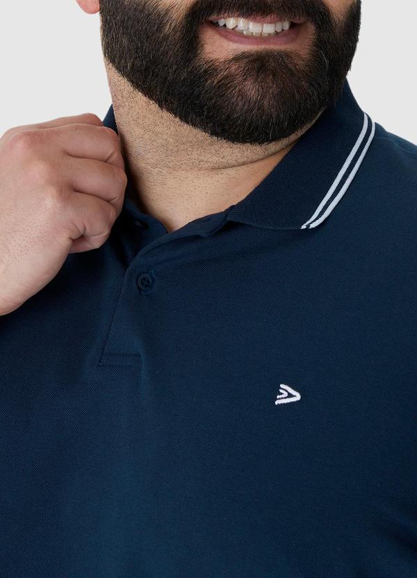 Malwee - Camisa Polo Tradicional em Piquet Plus Azul Marin 3